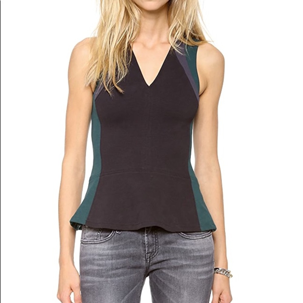 *SOLD* AIKO KITTLES COLORBLOCK PEPLUM TOP